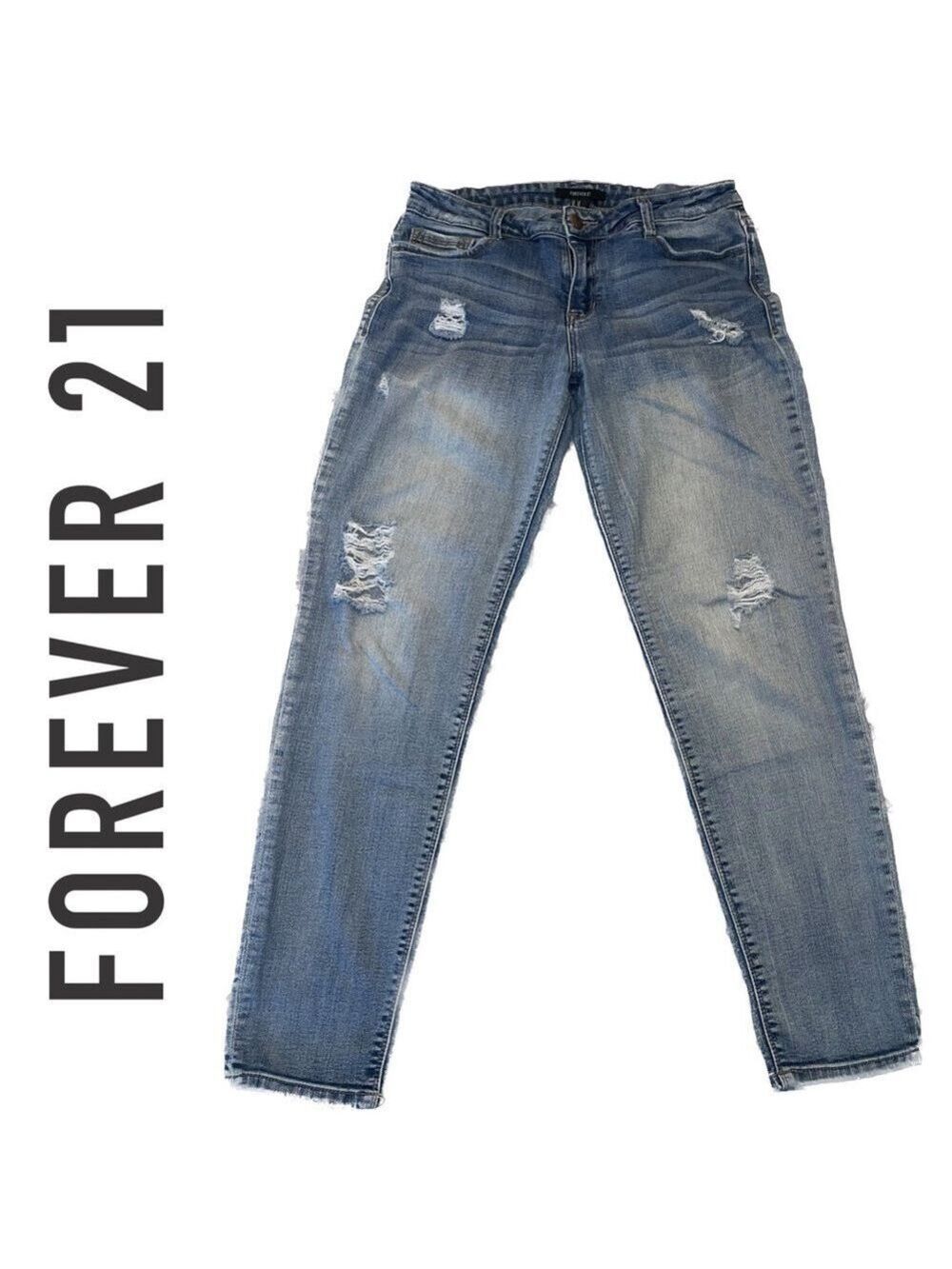 FOREVER 21 distressed straight leg jeans size 27 skinny
